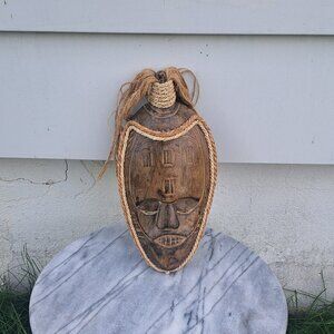 Handcrafted Tribal Wooden Mask Wall Hanging Home Decor Made in Indonesia 30 cm